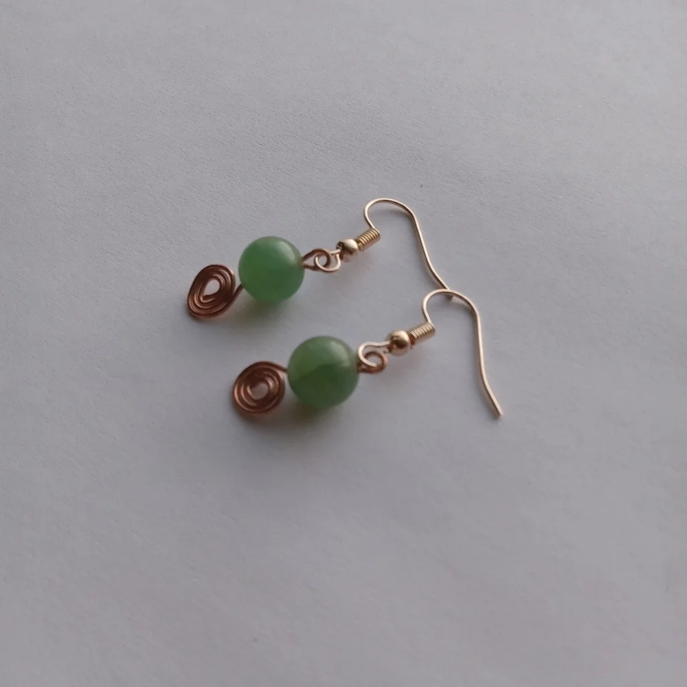 Aventurine stone wire wrapped earrings